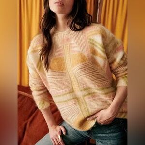 Sezane Sira Geometric Pattern Wool jumper Sweater M